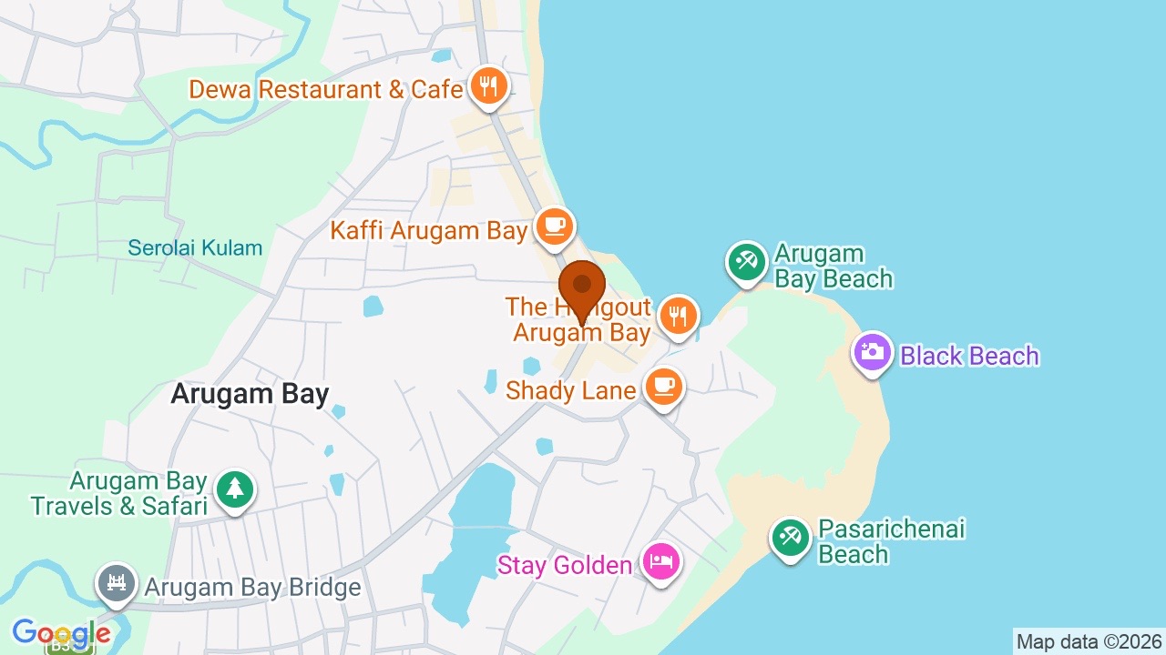 Map showing Sanka Safari on Main Point Road, Arugam Bay